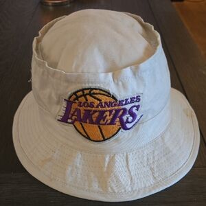 Unisex Cream Los Angeles Lakers Bucket Hat.